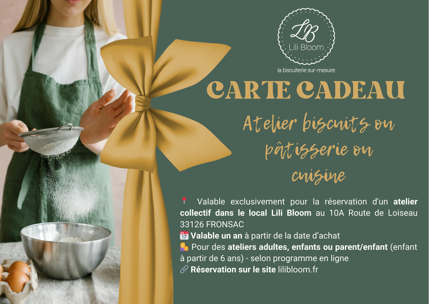 Carte-cadeau numérique atelier biscuits ou pâtisserie