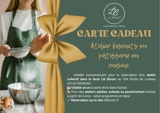 Carte-cadeau numérique atelier biscuits ou pâtisserie