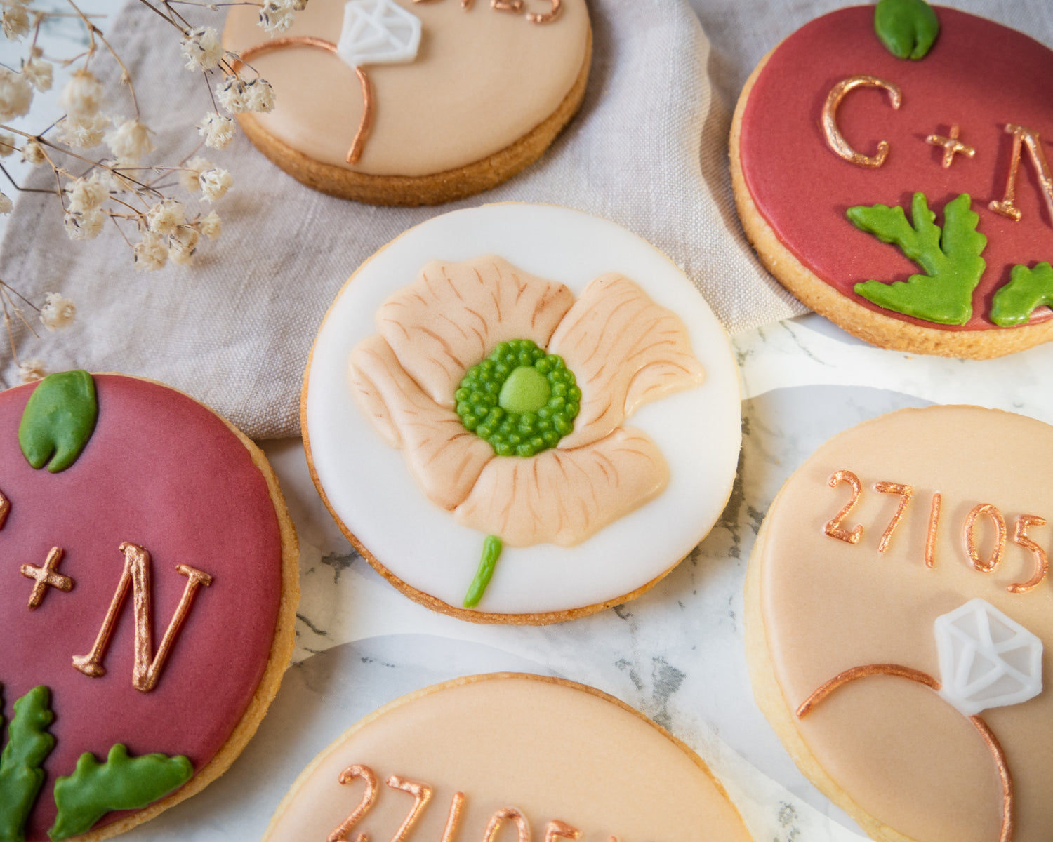 biscuits de mariage sur le thème des coquelicots