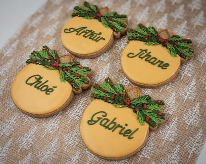 Lot de 4 marque-places | Boules de Noël