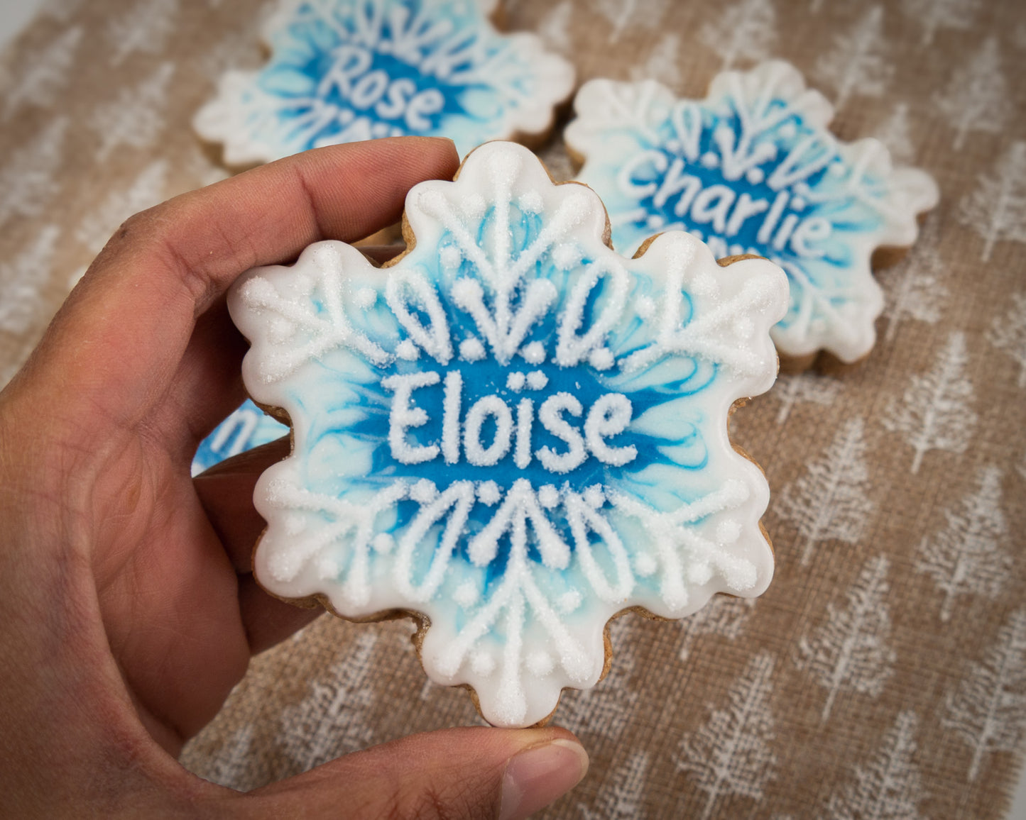 Lot de 4 marque-places | Flocons de neige